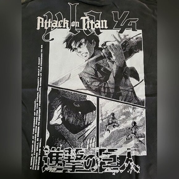 YOUNGLA x Attack On Titan First Battle #4186 Men's Cropped T Size L Black - Picture 4 of 13